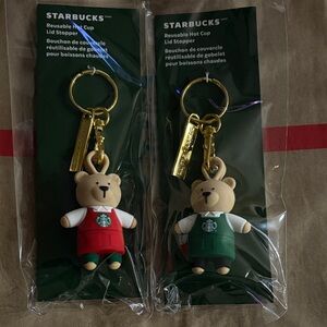 Starbucks Bear Keychains with Red and Green Aprons